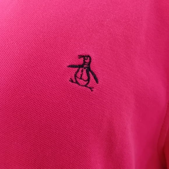 Women's Preppy Business Casual Original Penguin Hot Pink Polo ButtonUp Shirt L - Picture 5 of 9